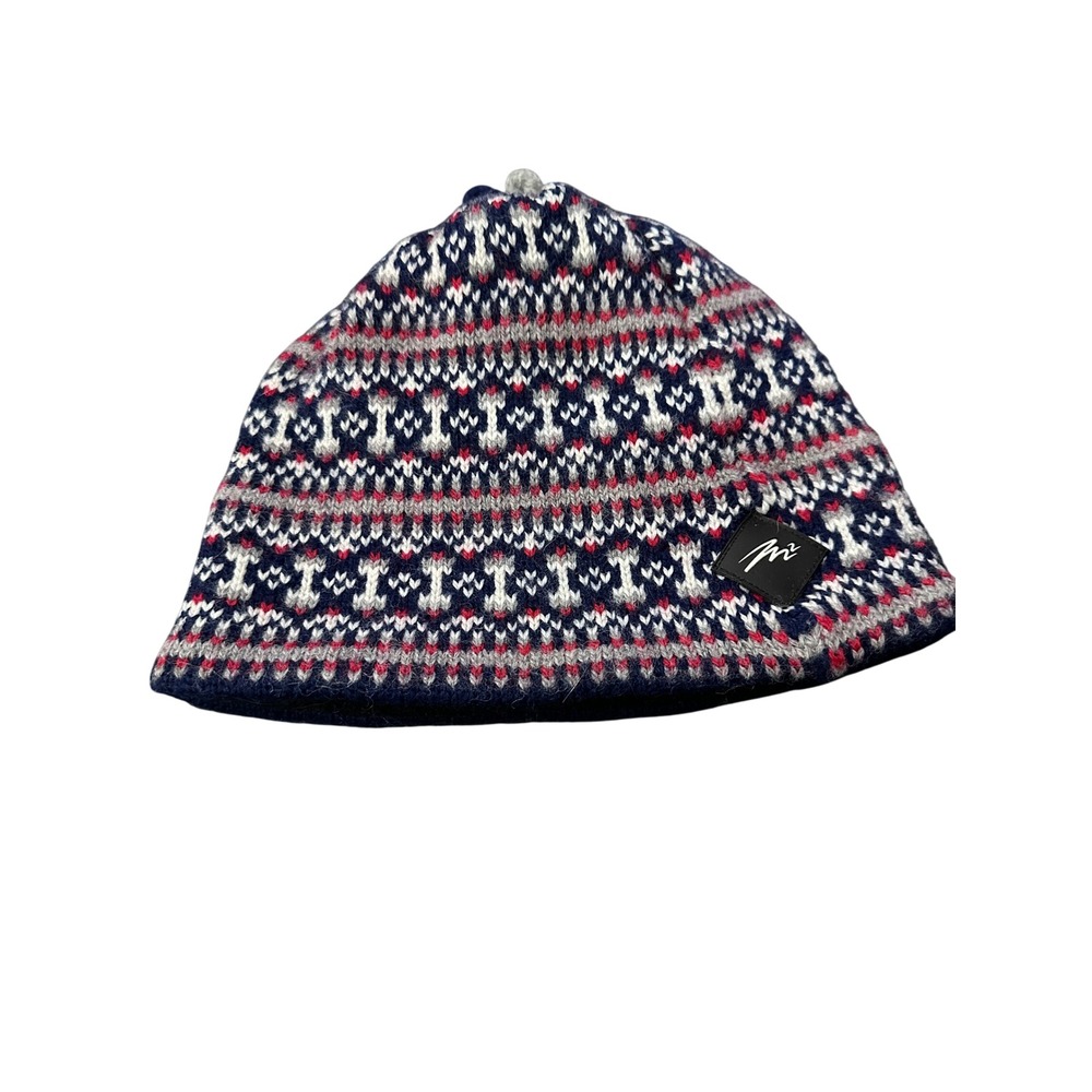 Merkley Headwear Mens Womens Fair Isle Knit Wool Beanie Hat Blue Red Gray